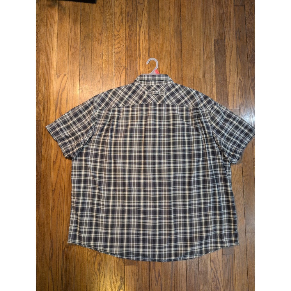Duluth Trading Co Men 3XL Plaid Button Down Shirt Short Sleeve Cotton Grey Black - Picture 6 of 6